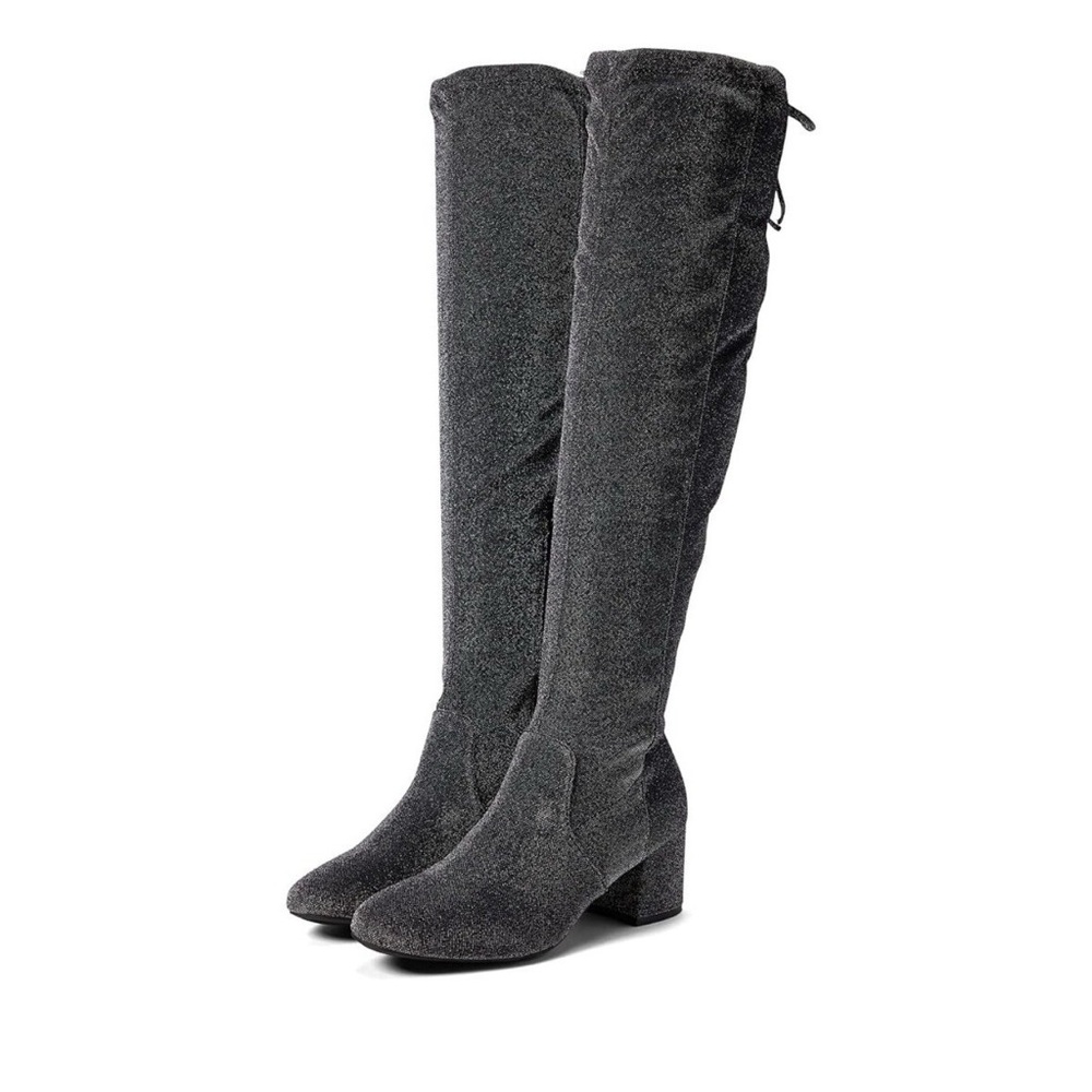 *New* SUGAR Women's Ollie Over-the-Knee Boots in black glitter mesh Sz 7.5